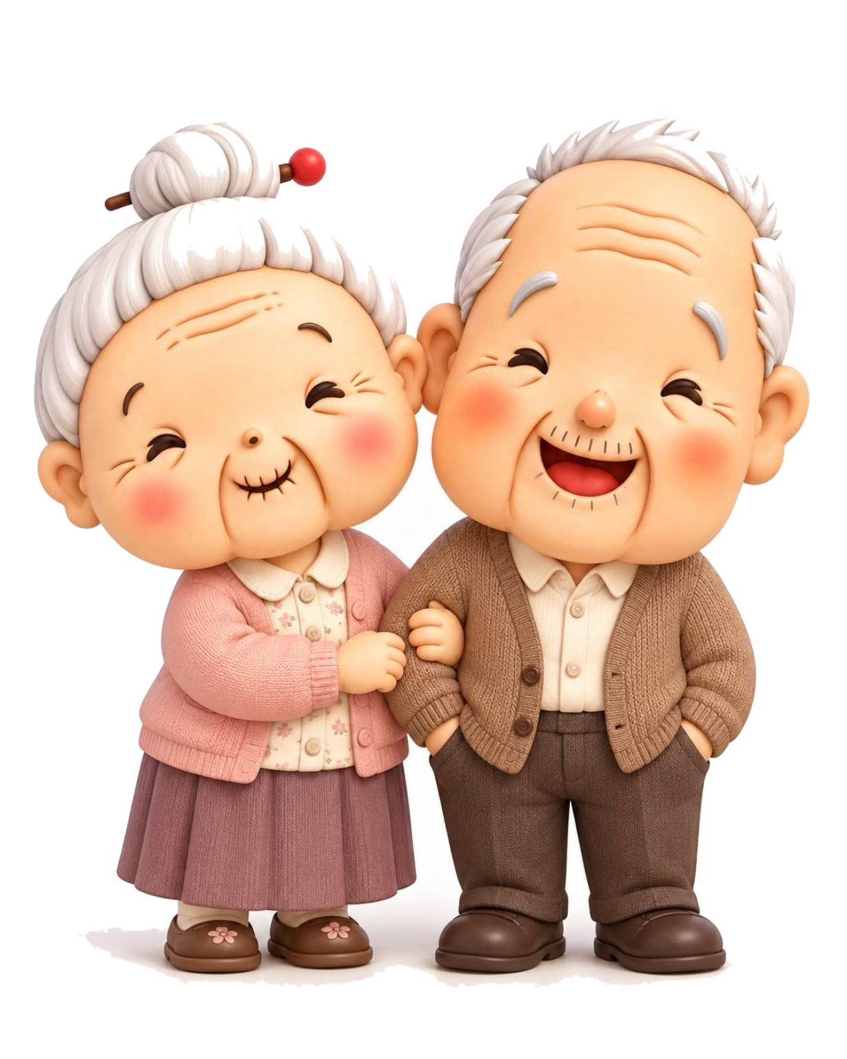 仲良く寄り添うおじいちゃんとおばあちゃん