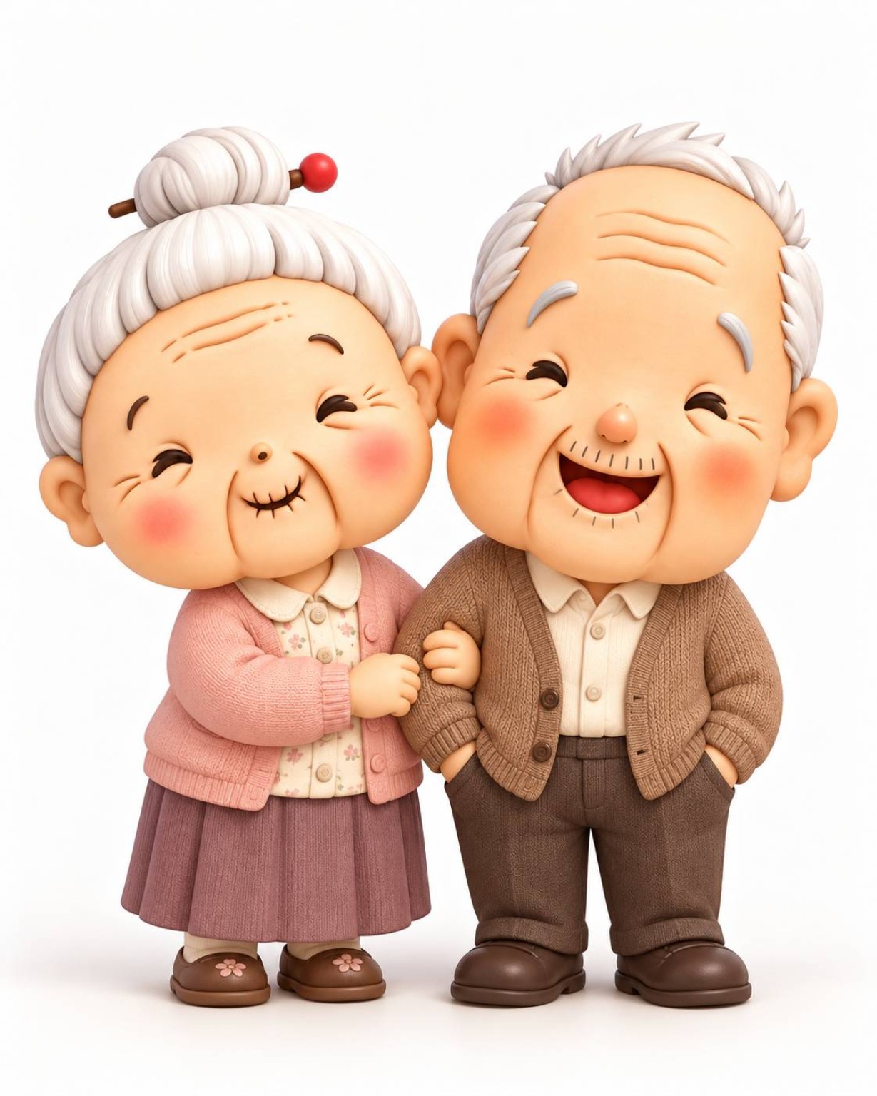 仲良く寄り添うおじいちゃんとおばあちゃん